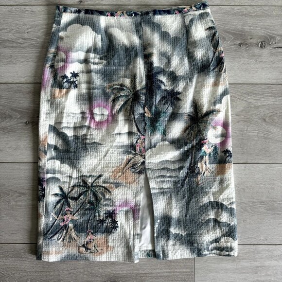 Le Superbe Hawaiian Shine Hula Printed Pencil Skirt Women's Size 6 - Picture 5 of 6